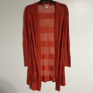 Women's MUDD Long Sleeve Long Cardigan Duster Y2K 90s Size Medium Dark Orange